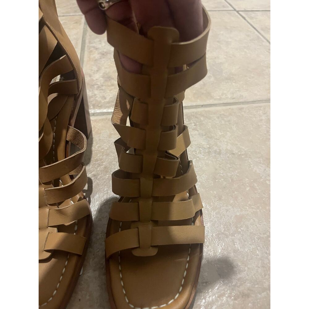 Sofft‎ Womens Size 10 Gladiator Cage Strappy Sandals Brown Block Heel Zip - Picture 2 of 9
